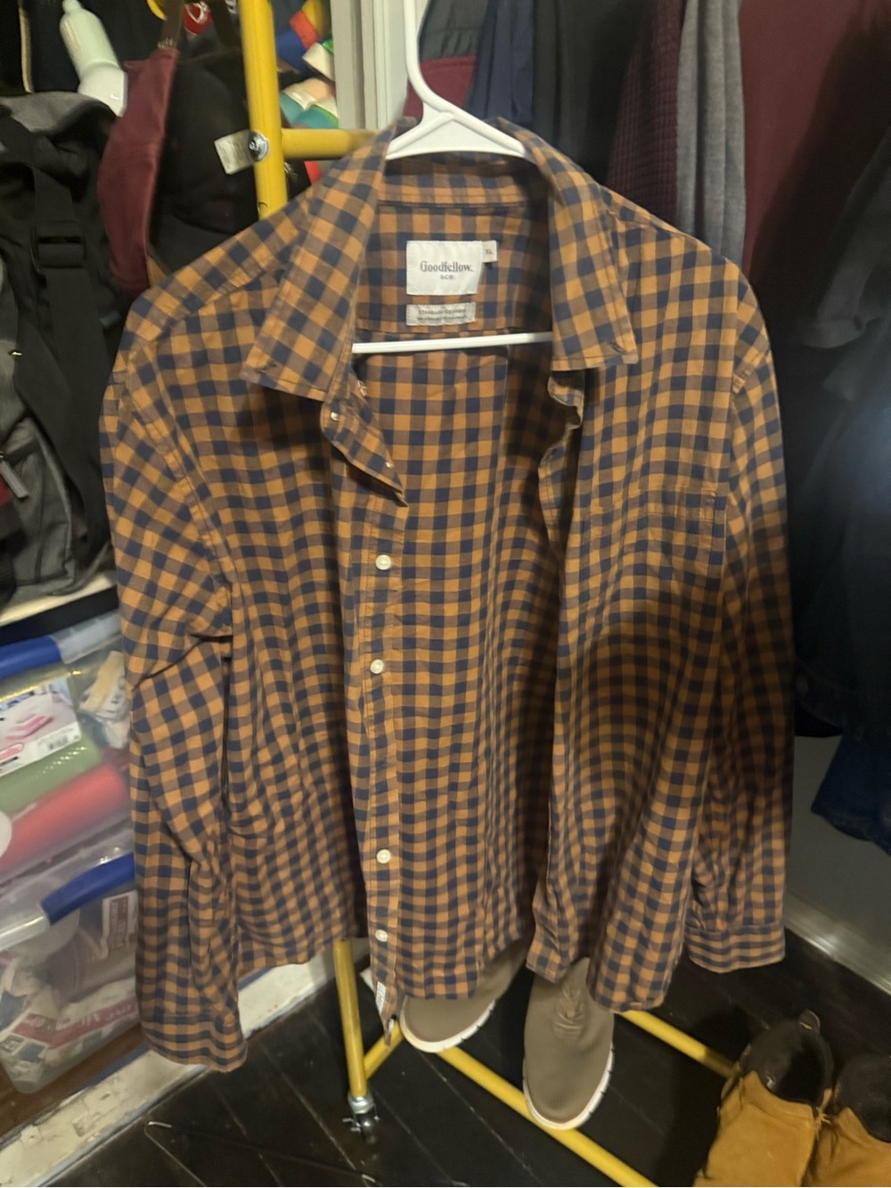 Goodfellow & Co Men’s Navy and Brown Check Shirt Jacket